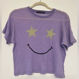 Wildfox star eyed smiley face cropped tee